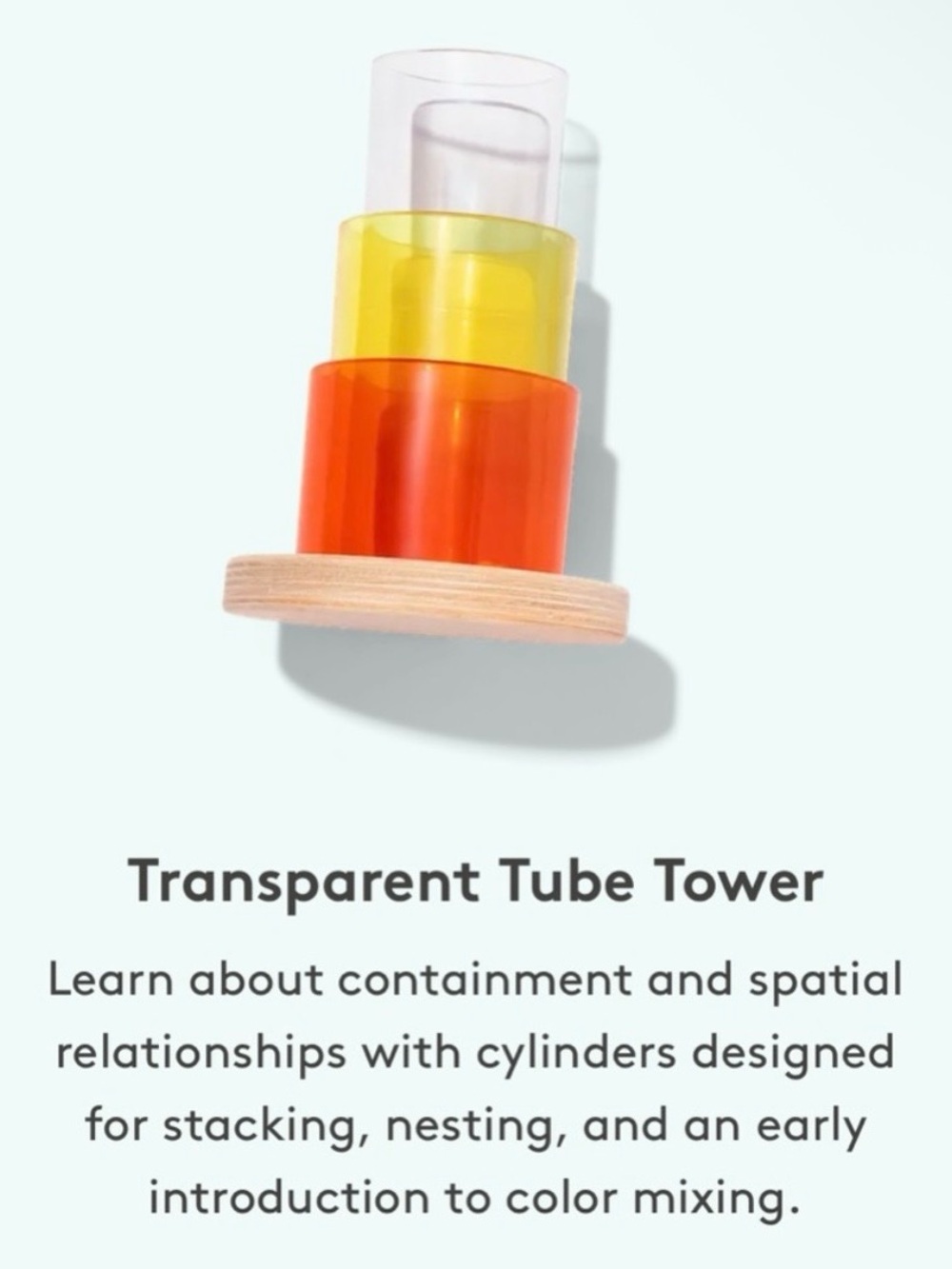 LOVEVERY Transparent Tube Tower Clear, Yellow & Orange Stacking Toy
